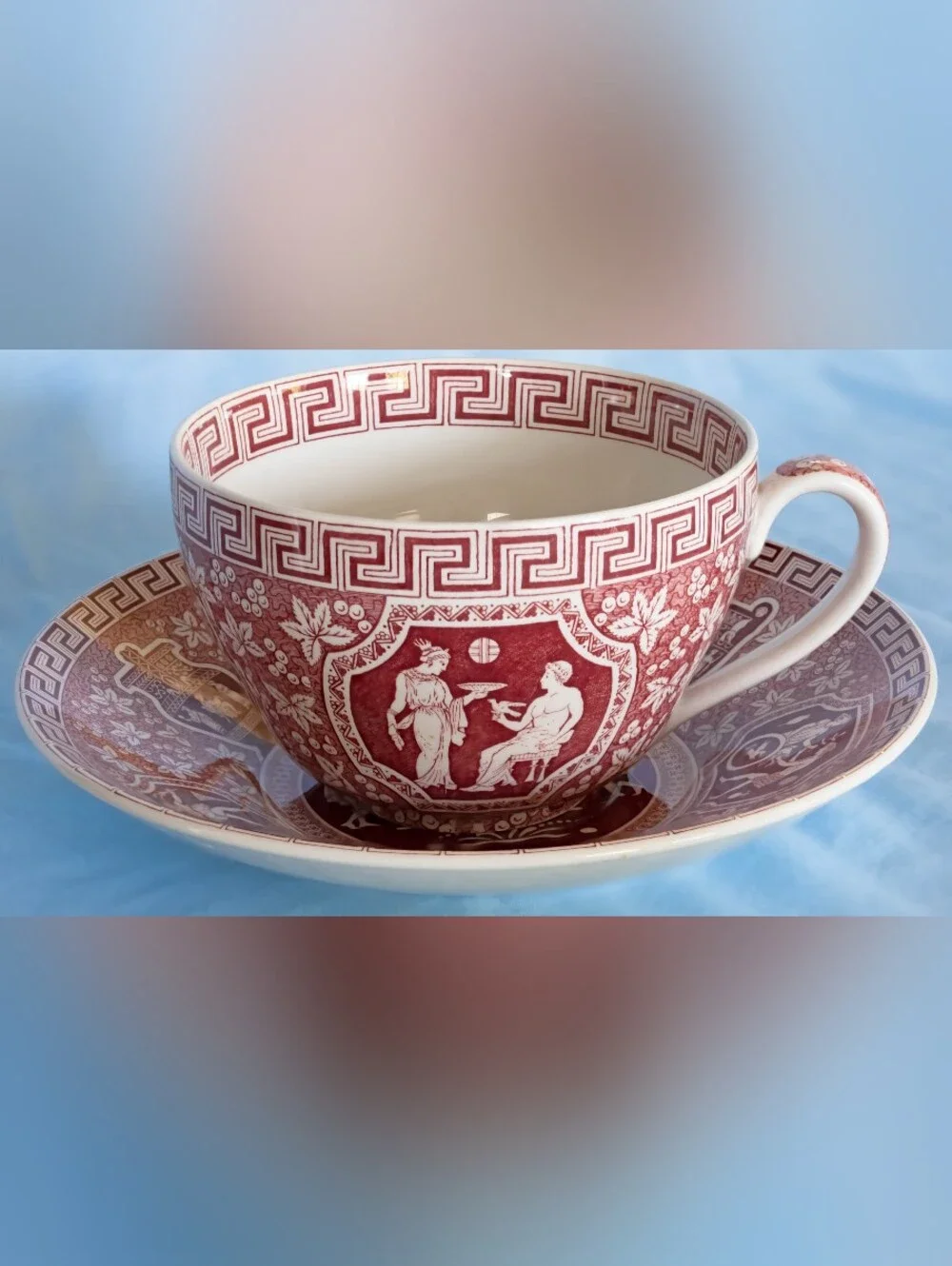 Beautiful Spode Archive Collection Greek Pattern. Jumbo Cup and Saucer. England!